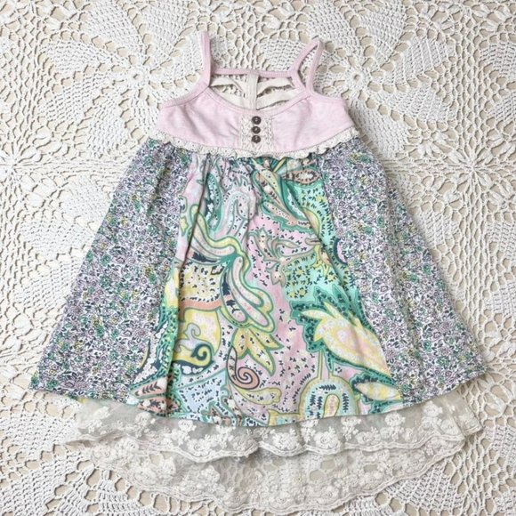 Free Planet Baby Girl 2t Boho Floral Spaghetti Strap Hi-Lo Summer Dress - Picture 1 of 5